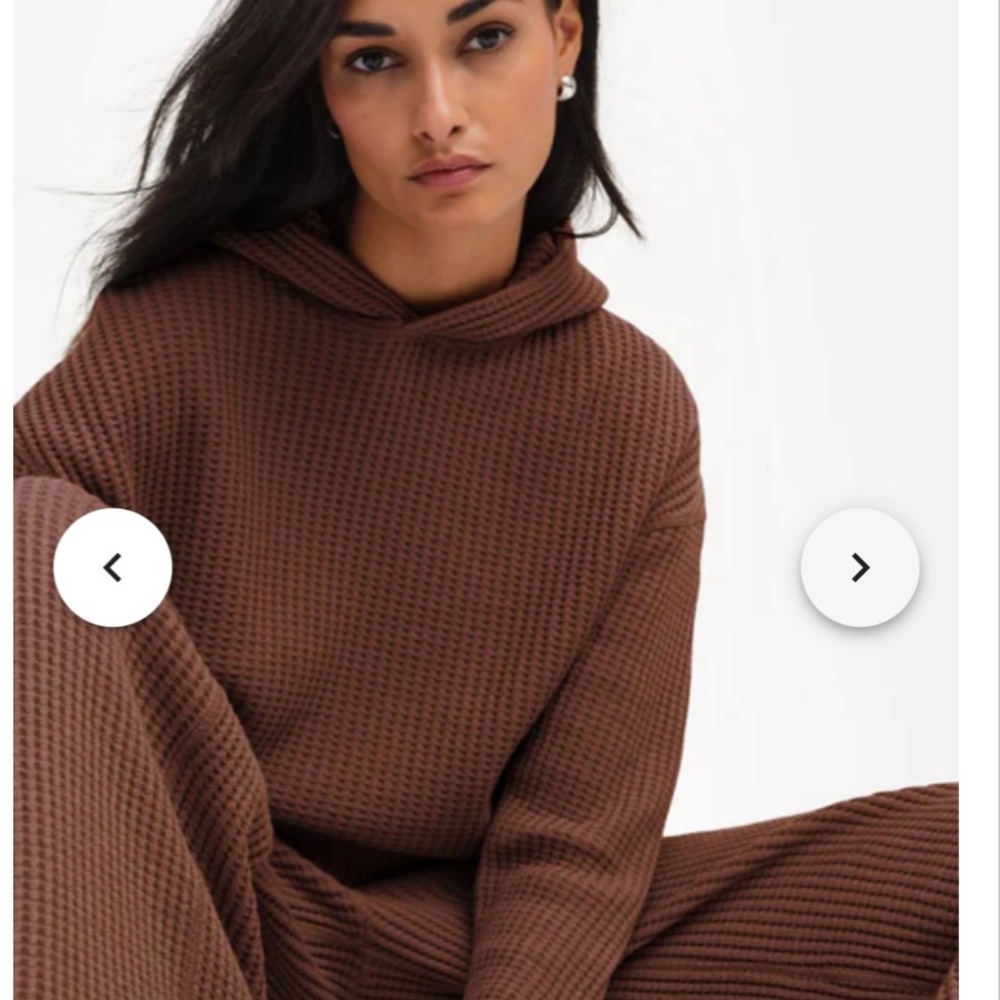 MATE the Label Organic waffle relaxed hoodie- cinnamon L